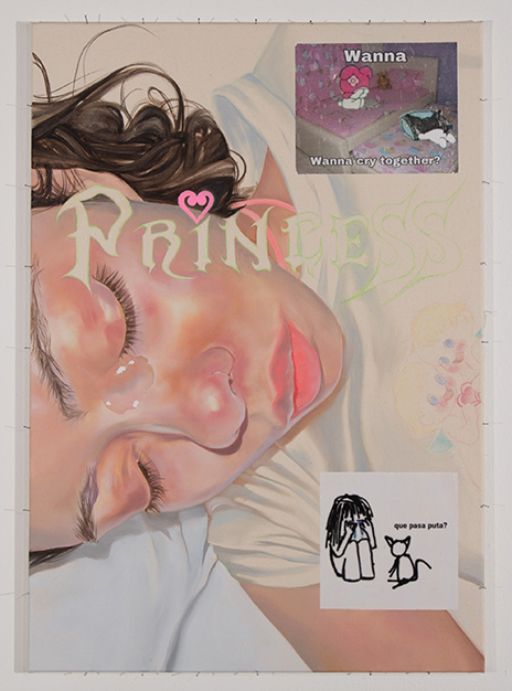 Paloma Beerle, I know ur mistakes and u know mine, 2024, 
oil on canvas, photo-transfer glue, 70 x 100 cm 